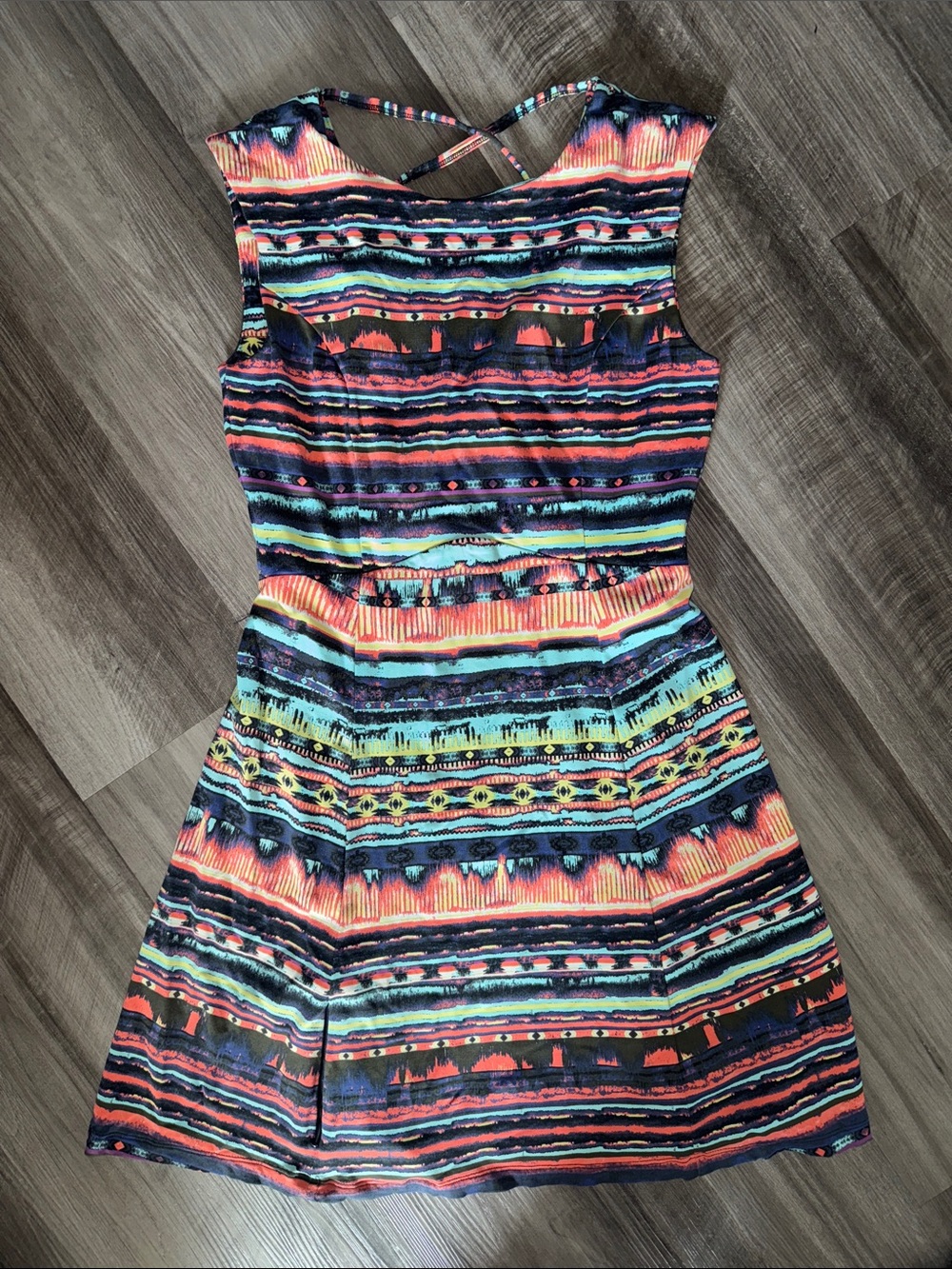 Title Nine Hillary Sassy Back Criss Cross XL Mini Stretch Multicolor tennis